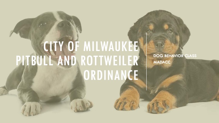 City of Milwaukee Pit Bull/Rottweiler Class Required by DNS